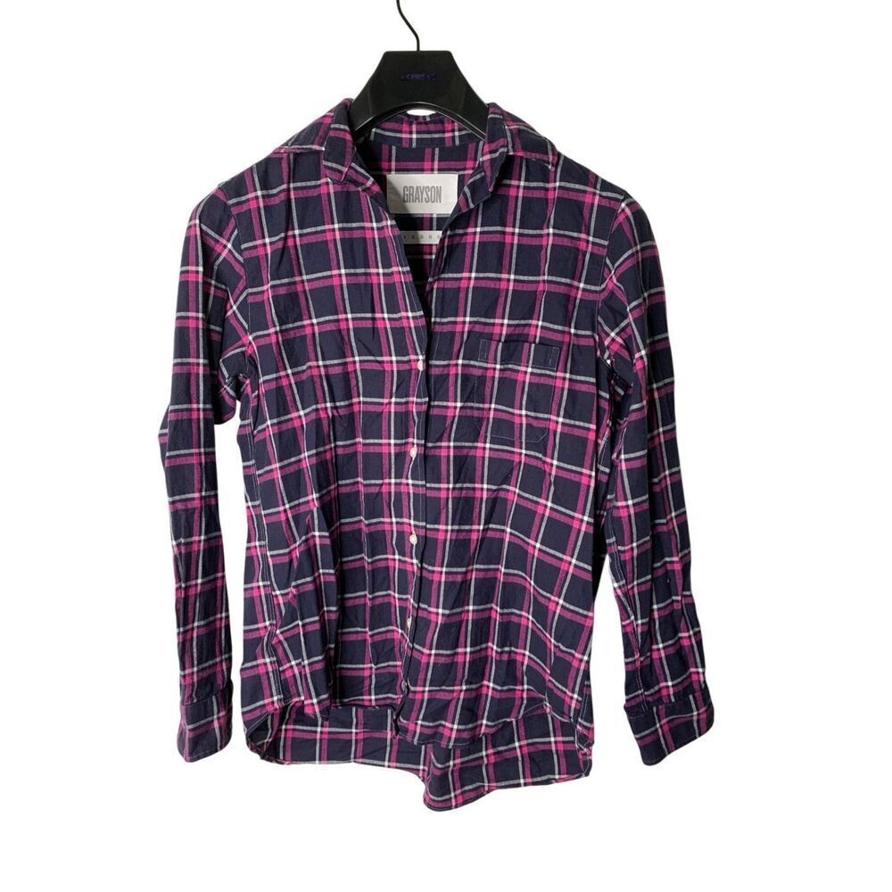 Grayson 100% cotton flannel plaid button down shirt women's size 1